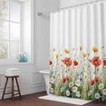 thumbnail image 5 of Spring Wildflower Fabric Shower Curtain Watercolor Flower Leaf Washable Shower Curtains for Bathroom, Waterproof Bath Curtain with Hooks Home Decor 72x84in, 5 of 8