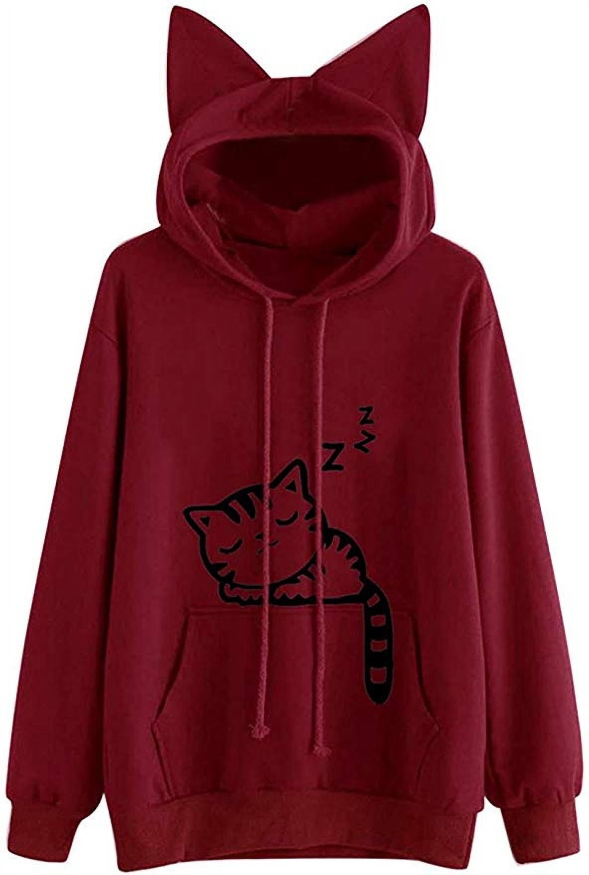 Women Girl Hoodies Cute Cat Ear Novelty 