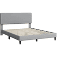 thumbnail image 2 of FullFurnique Upholstered Platform Bed Frame with Wooden Slat Support, Queen, Light Gray, 2 of 10