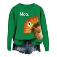 thumbnail image 4 of FAOWME Women's Thanksgiving T Shirt Long Sleeve Round Neck Turkey Printed Comfortable Breathable Sweatshirt For Daily Wear Green L, 4 of 5