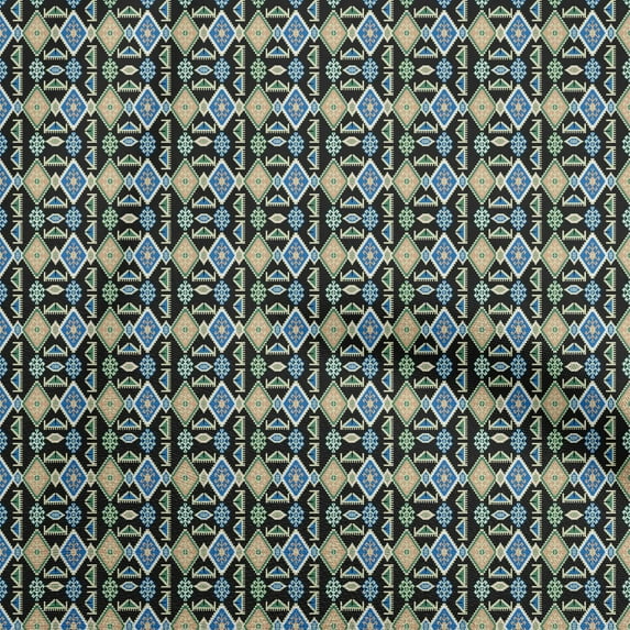 oneOone Viscose Chiffon Black Fabric Asian Kilim Diy Clothing Quilting Fabric Print Fabric By Yard 42 Inch Wide