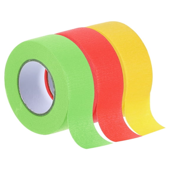 Masking Tape Red/Yellow/Light Green Painters Tape Paper Tape [for Crafts DIY Wall Painting]- 0.9 Inch x 20 Yards/3 Rolls