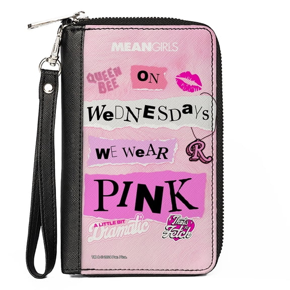 Paramount Wallet, Zip Around, Mean Girls Plastics Quotes Collage Pinks, Vegan Leather