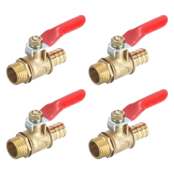 Uxcell 2Pcs Brass Water Ball Valve Shut Off Switch, 1/4" Hose Barb x 1/4" Hose Barb