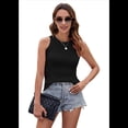 thumbnail image 4 of Chaleco Ajustado Acanalado con Cuello Redondo para Mujer, Negro, Talla XXL, 4 of 10