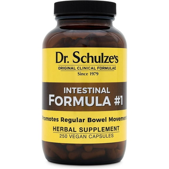 Dr. Schulze's Intestinal Formula #1, All Natural Bowel Colon Cleanse, Promotes Regular Bowel Movements, Improves Detoxification, Immune Support, Herbal Supplements, Vegan - 250 Ct