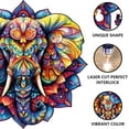 thumbnail image 3 of Rompecabezas de madera de 200 piezas con diseño de elefante mandala para adultos, rompecabezas de madera coloridos con formas únicas, regalos de cumpleaños., 3 of 9