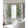 thumbnail image 3 of Eucalyptus Green Blackout Curtains, Light Blocking Print Window Curtains, Vintage Bottle Succulents Stripes Thermal Insulated Window Drapes for Living Room Kitchen Cafe 2 Panels, 104"W x 52"L, 3 of 9