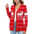 thumbnail image 7 of Uvplove Women Long Sleeve Soft Basic Knit Cardigan Sweater,Red Chrismas Elk,3XL,(S-3XL), 7 of 7