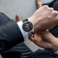 thumbnail image 5 of cpengpj Men's Fashion Quartz Watch with Openwork Alloy Case and Leather Strap for Business Casual, 5 of 9
