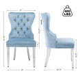 thumbnail image 4 of Foredo Elegant Velvet Chairs Set of 2, Modern Upholstered Wingback Chair with Metal Legs and Button Tufting for Dining Room Living Room, Light Blue, 4 of 10