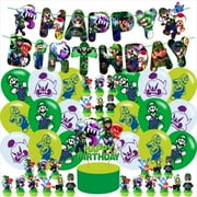 karg Cartoon Party CORNET Decorations - Mario Birthday Party Supplies - Banners, Cake Toppers, Cupcake Balloons - Red, Green