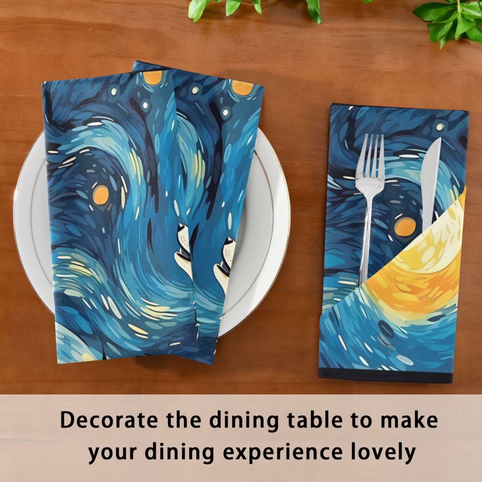 JSTEL Wolf Starry Sky Cloth Napkins Set of 6, 20x20 Inch Washable and Reusable Napkin for Decoupage Dinner Party Everyday Use
