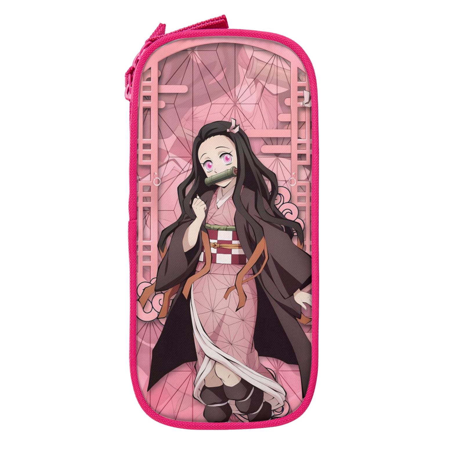 Kamado Nezuko Pencil Case Large Capacity Pencil Pouch Pen Bag Office Stationery Organizer Travel Makeup Bag Pink