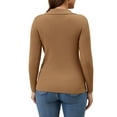 thumbnail image 3 of INSPIRE CHIC Womens Maternity Tops Sweater Long Sleeve Turndown V Neck Tunic Blouse Pregnancy Clothes L Brown, 3 of 6