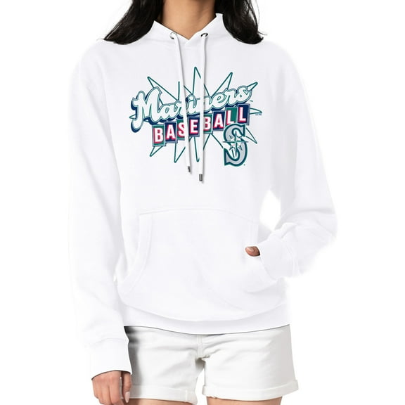 Women's Starter  White Seattle Mariners Drive-In Pullover Hoodie