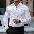thumbnail image 2 of Yongwang Mens Big and Tall Print Dress Shirts Lapel Collar Button Down Shirt Fashion Business Casual Long Sleeve Shirt, 2 of 5
