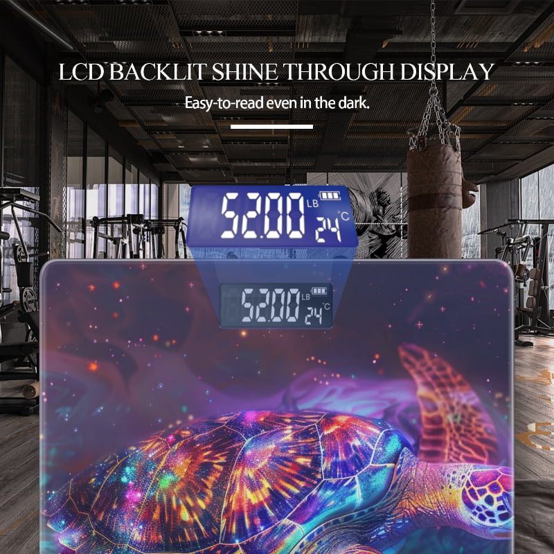 Digital Bathroom Scale with Large LCD Display,High Capacity Scale 400 lbs High Precision body fat scale-Turtle In Space Glowing Colors