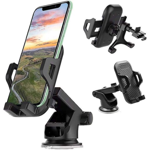 Soporte para teléfono para automóvil, soporte para teléfono celular para tablero de automóvil/rejilla de ventilación/parabrisas Soporte 3 en 1 para Samsung Galaxy A20e A21s A51/iPh
