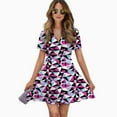thumbnail image 2 of Abbey Bominable Women Dress V-Neck Short Sleeve Flowy Swing Party Midi Dress, 2 of 4