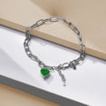 thumbnail image 4 of JeenMata 3 Carat May Heart & Key Charm Birthstone Bracelet - 18K White Gold Plating for Women, 4 of 7
