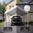 thumbnail image 3 of Aoxun 10x20 FT Heavy-Duty Portable Carport, Outdoor Car Canopy Shelter with Waterproof Tarp & Wind Resistant Design, Galvanized Steel Frame for Vehicle, RV, Boat, Truck Cover (White), 3 of 9