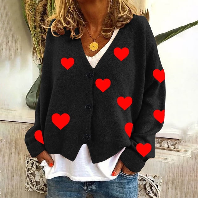 LOVZFMLL Cardigan pour Femmes Cardigan Décontracté à Boutons Veste Manteau de Mode Imprimée