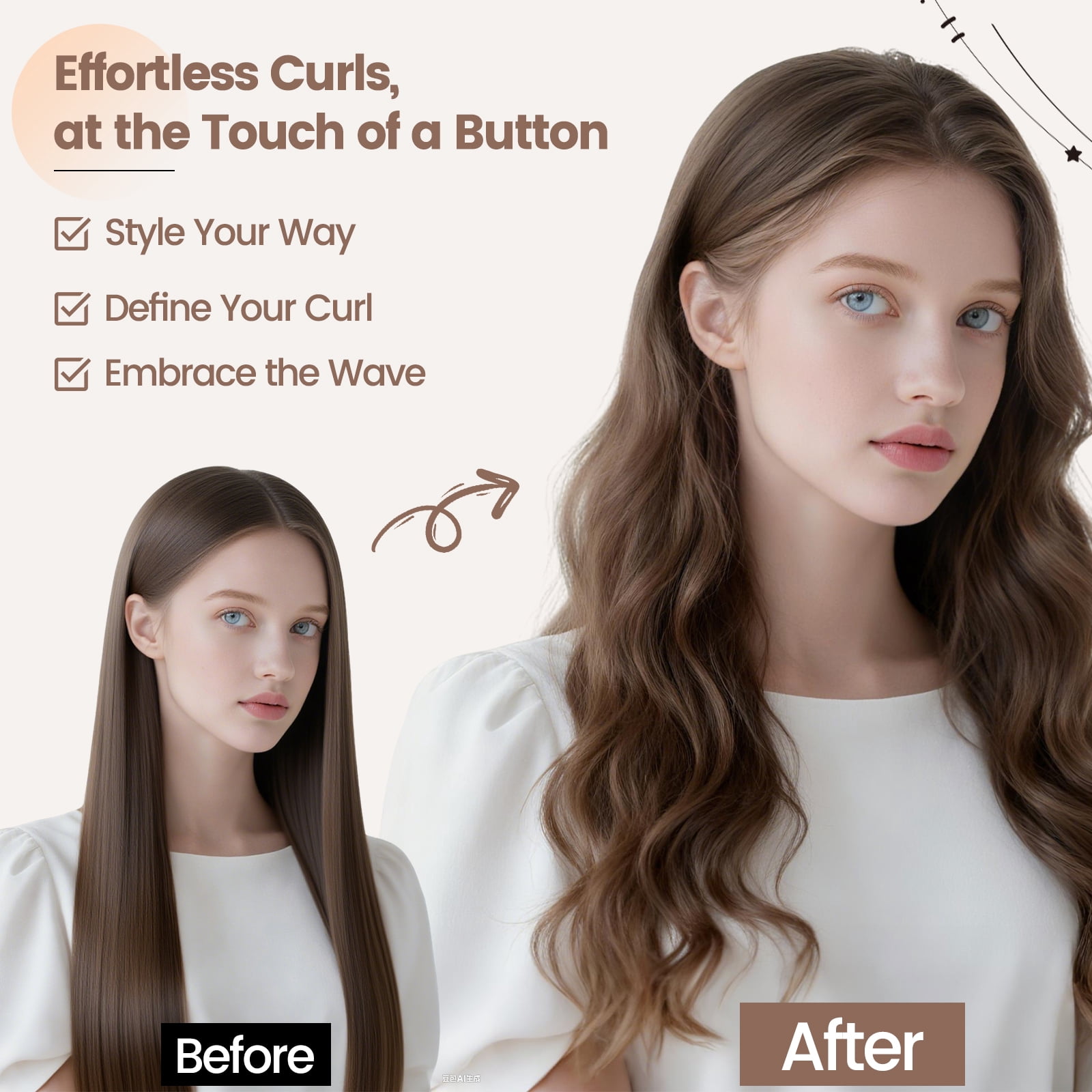 AFDD 30MM Long Hair Curling Barrel Attachment compatible with Shark FlexStyle 1.2Inch Wide Extra Automatic Curling Attachment with Both Directions for Voluminous Curls