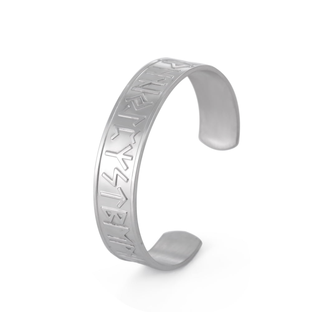 EUEAVAN Viking Norse Runes Bangle Stainless Steel Open Cuff Bracelet for Men Party Gift