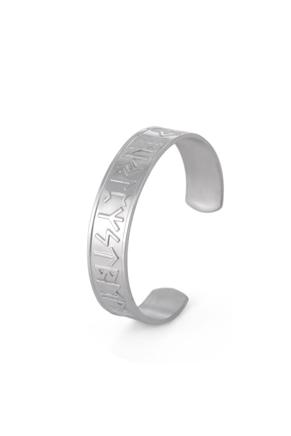Viking Norse Runes Bangle Stainless Steel Open Cuff Bracelet for Men Party Gift