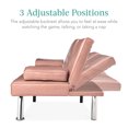 thumbnail image 3 of Best Choice Products Modern Faux Leather Convertible Futon Sofa w/ Removable Armrests, 2 Cupholders - Pink, 3 of 9