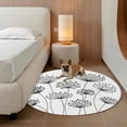 thumbnail image 2 of Black Dandelion Round Area Rug 7Ft Washable Circle Rugs for Dorm Laundry Room, Country Modern Minimalist Flower Non-Slip Carpet Floor Mats Indoor Outdoor Carpet Runner Aesthetic Home Decor, 2 of 8