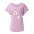 thumbnail image 4 of T Shirts For Women Womens Tops Printed V Neck Cotton Casual Bat Short Sleeve T Shirt, 4 of 4