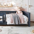 thumbnail image 5 of Bellemave Twin Size Floor Bed with Bookshelf, Wood Montessori Beds with Slats and Safety Guardrail, Low Profile Twin Bed Frame with Fence, No Box Spring Needed (Blue), 5 of 9