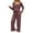 Brick Red, variant on Pajamas for Women Set Women's 2 Piece Set Long Sleeve Mock Neck Shirt and Wide Leg Pants Sets Casual Loose Fit 2 Piece Outfit Womens Sleepwear