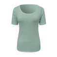 thumbnail image 5 of WTXUE T-Shirts Short Sleeve, Crew Neck Shirts for Women Scoop Neck Ribbed Fitted Knit Shirt Basic Tight TShirts Summer Tops Knit Tops Solid | Casual for Women Mint Green M, 5 of 5