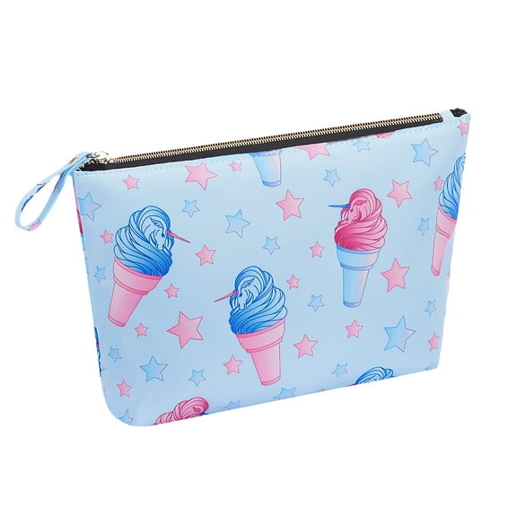 HAWEE Cosmetic Bag for Women Girls Make up Storage Pouch Case Portable Zipper Travel Accessories Organizer for Toiletry Water Repellent, Ice Cream Unicorn