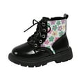thumbnail image 2 of LYHao Fashion Autumn Children Girls Sports Shoes Flat Thick Bottom Non Slip Easy To Wear PU Upper Comfortable Boots ,Girls Boots Sizes 10 Black(3.5-4 Years), 2 of 6