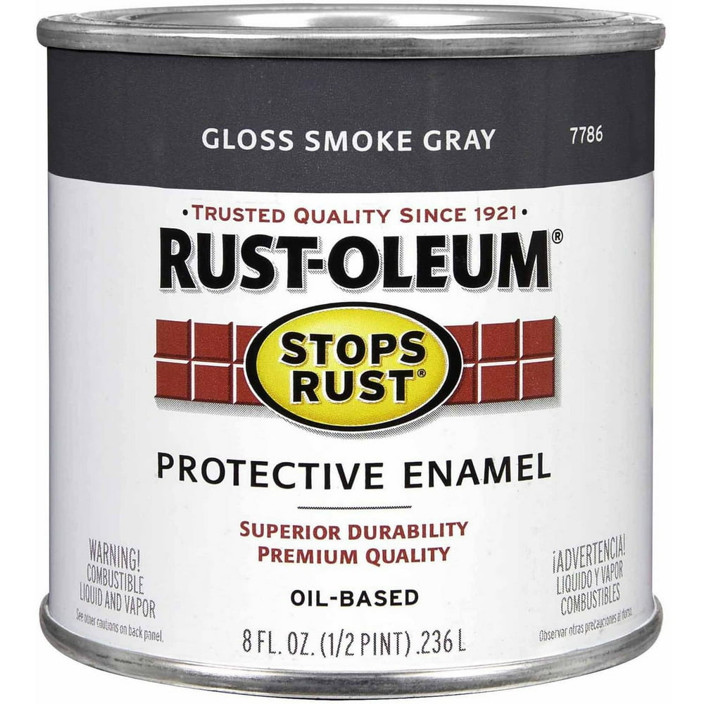 RustOleum Stops Rust Protective Enamel, 1/2 pt, Gloss Smoke Gray