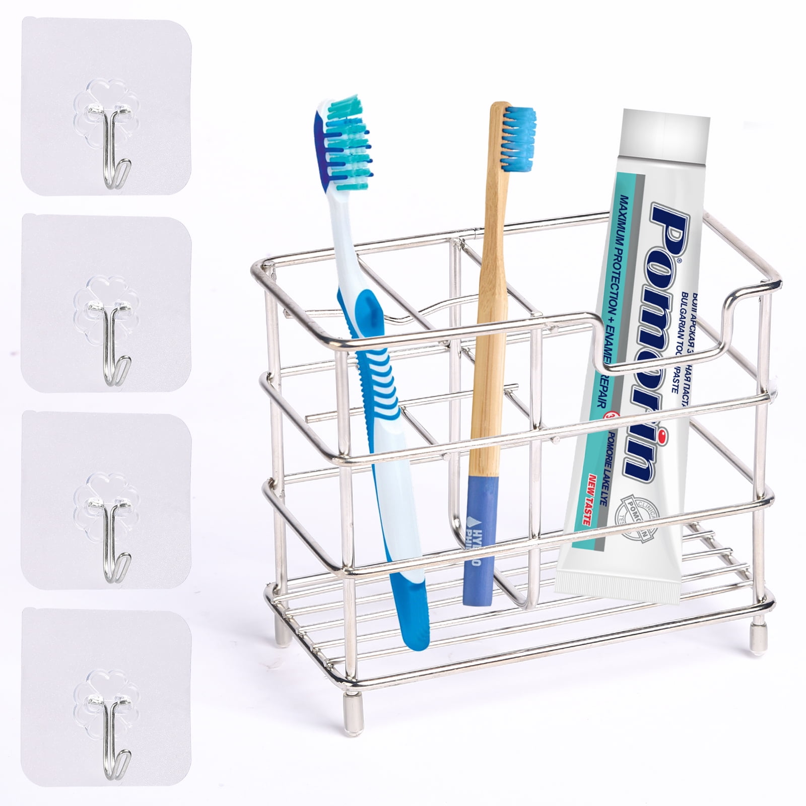 Stainless Steel Toothbrush Holder Razor Wall Sticker Bathroom Comfortable Stand 