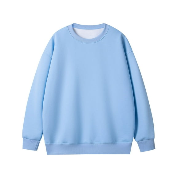 Cotton Tops for Men Casual Crewneck Base Sweatshirt Pullover Long Sleeve Solid Color Spring Fall Basic Shirt (XL, Light Blue 01)