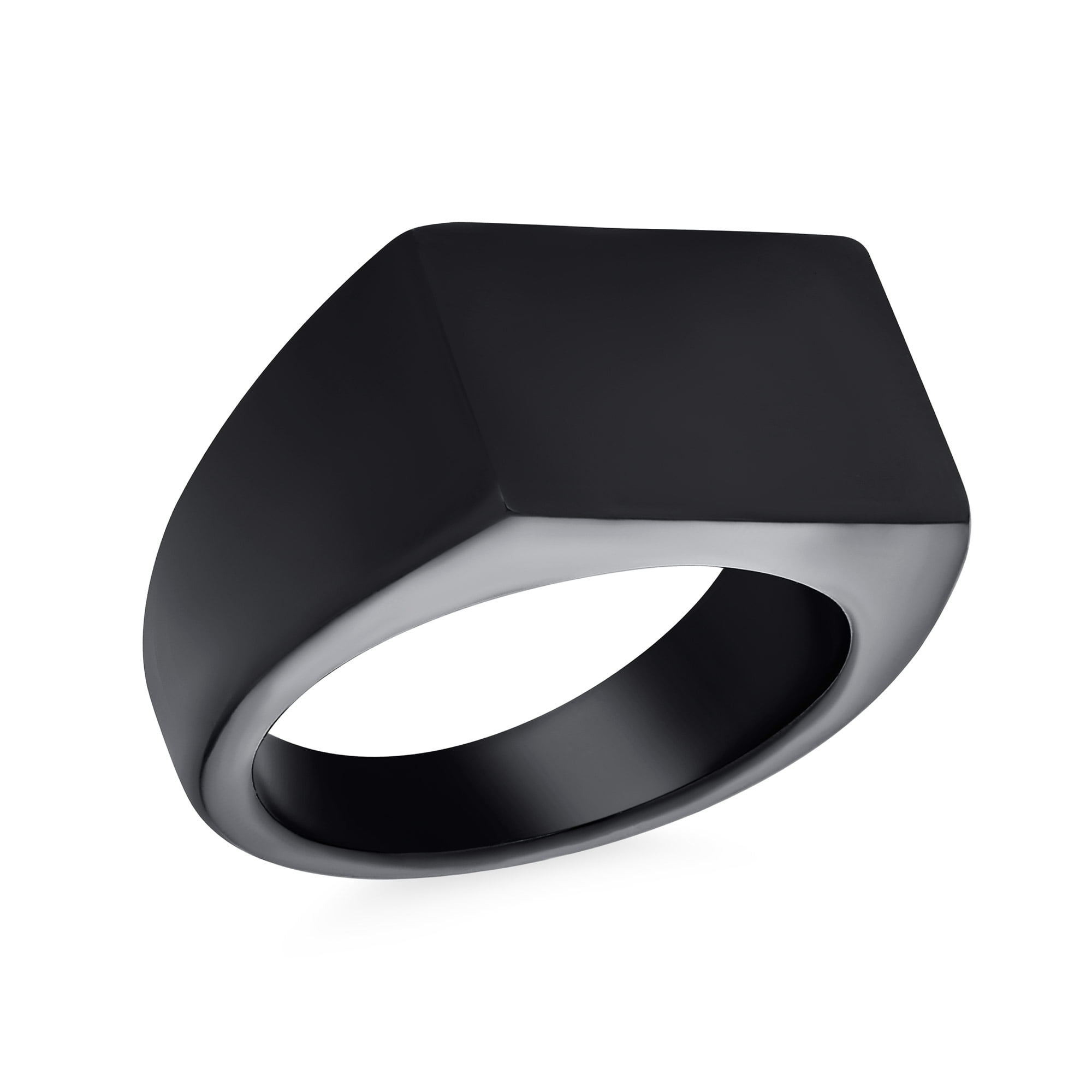 Stainless Steel Mens Royal Monogram Initial Striped Black Signet Ring | eBay