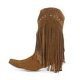 thumbnail image 4 of Modisza Fringe Knee High Cowgirl Boots for Women Suede Cowboy Western Tassel Boot with Chunky Block Heel, 4 of 7