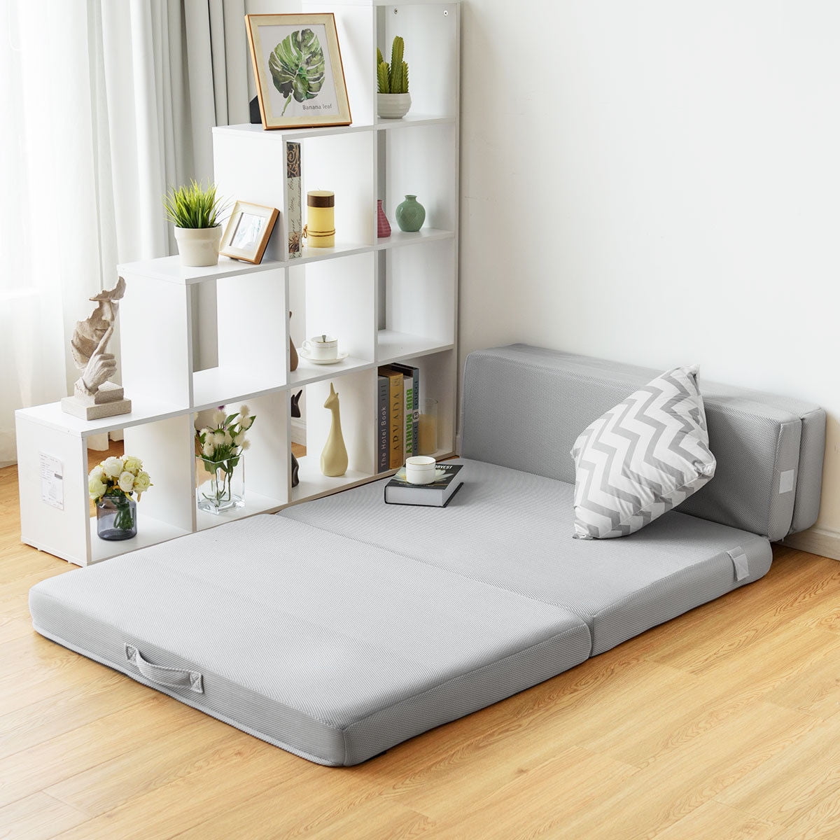 Queen Size Foam Folding Mattress Sofa Bed Guests Floor Mat Carrying