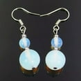 thumbnail image 2 of K-KED Wholesale Natural 6-12mm agate jade round beads dangle 925 silver hook earrings-White, 2 of 9