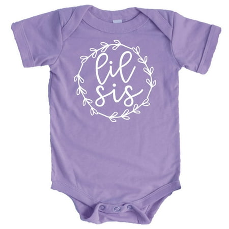 

Olive Loves Apple Lil Sis T-Shirts and Bodysuits for Baby and Toddler Girls Sibling Outfits Purple Bodysuit