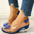 thumbnail image 2 of IUJSOY Womens Sandals Clear Wedges Heels Peep Toe Flower Rhinestone Slingback Sandals Pumps, 2 of 6