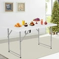 NiamVelo 4 Ft Adjustable Folding Table, Indoor/Outdoor, Ideal for Party