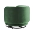 thumbnail image 5 of Armchair Swivel Accent Chair, Black Green, Velvet, Modern Contemporary, Living Lounge Cafe Room Hotel Lobby Hospitality, 5 of 7