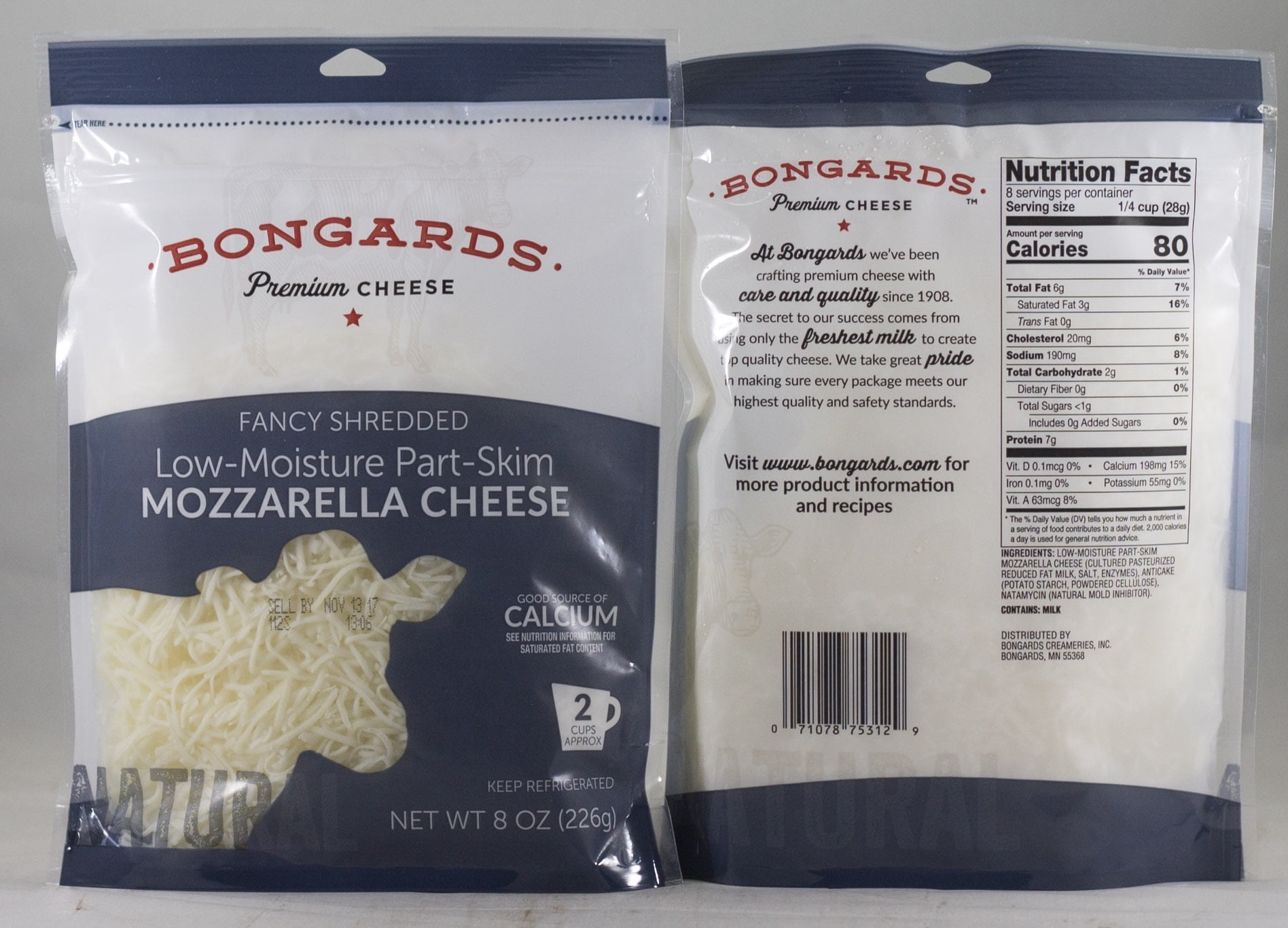 Bongards Premium Fancy Shredded Mozzarella Cheese, 8 Oz.